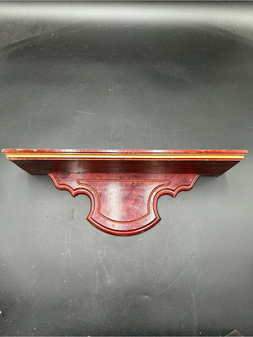 Homco wood shelf in dark tone with gold trim